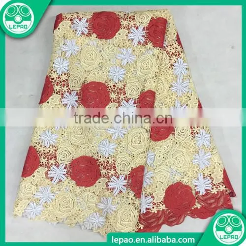 2016 Latest Embroidered High Quality Tulle Lace Fashion Coral Red Fabrics photo-6