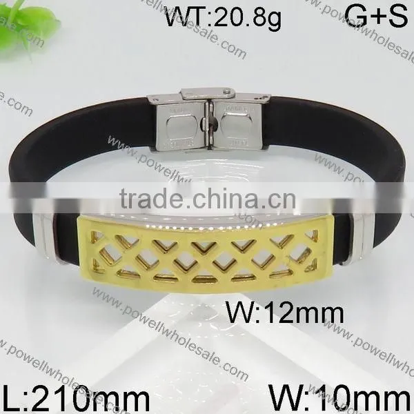 Wholesale New Gold Black Leather Mens Bracelet Models photo-3