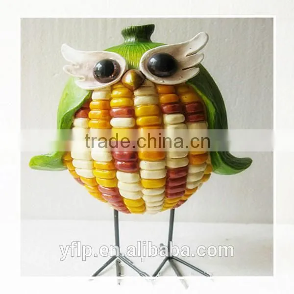 Resin Corn Owl Animal Figurine for Harvest Home Decoration and Gift