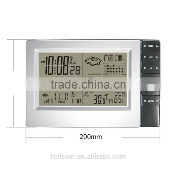 Best Selling Weather Station With Digital Alarm Clock Indoor/Outdoor Thermometer Hygrometer 3 Transmitter photo-2