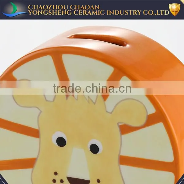 Decorative Paint Lion's Head Piggy Bank Ceramic Factory Wholesale photo-2