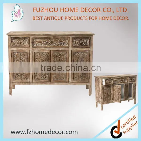 Shabby Chic Unfinished Solid Wood Treasure Chest of Drawers With Carved Door and Drawers photo-2