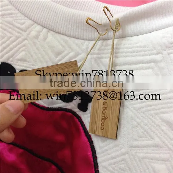 Natural Bamboo Garment Hand Tag For Clothing Engraved Wooden Hanger With Golden Pin High Quality Custom-Made Clothing Tag photo-3