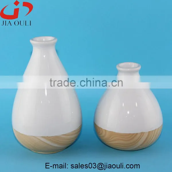White Glazed With Wooden Bottom Chinese Ceramic Vase for Decoration photo-6