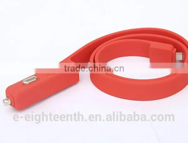 High Quality 2 in 1 Long Silicon Car Charger With USB Port 2.1A Output Apply to Android for Mobile photo-4
