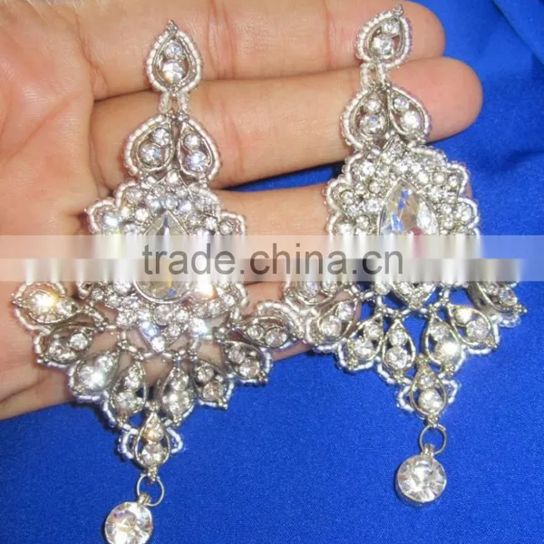 White Silver Beads Dangler EARRING Pair photo-4