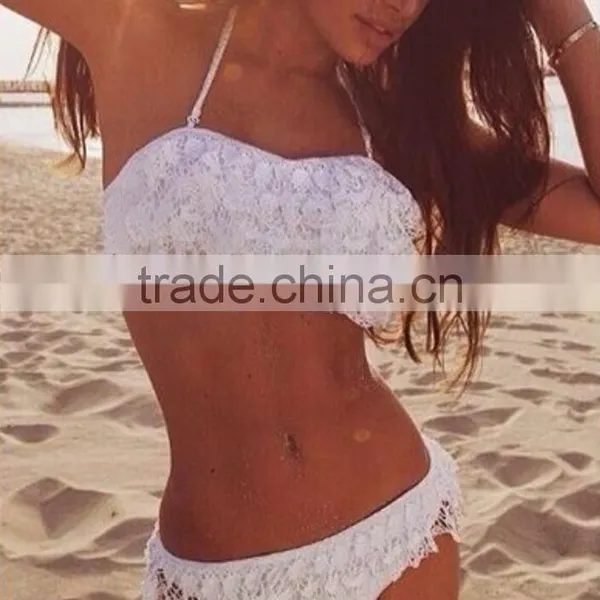 M744 D.Y Fashion 2016 Ladies Lace Halter Split Bikini Swimwear Beachwear photo-3