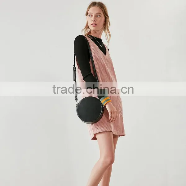 V Neck Pink Dyed Corduroy Front Pockets Sleeveless Vest Dress for Girl photo-5