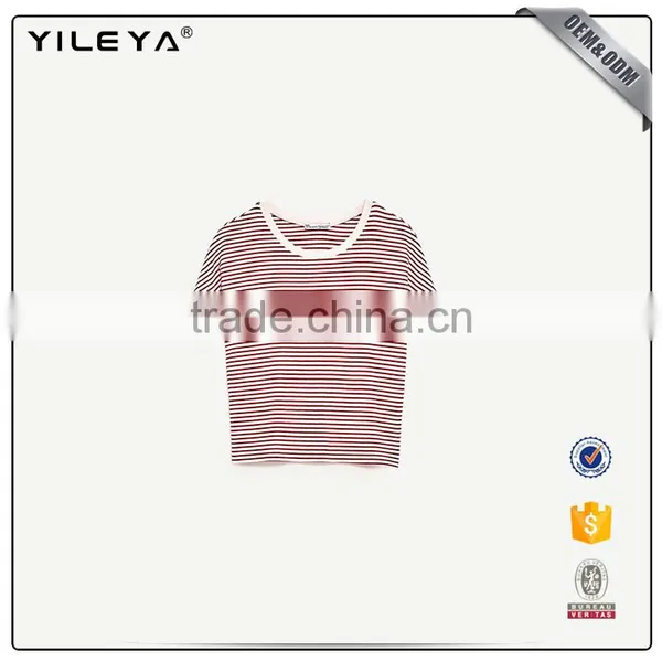 Casual Tops Strip Round-neck Camiseta Top photo-3