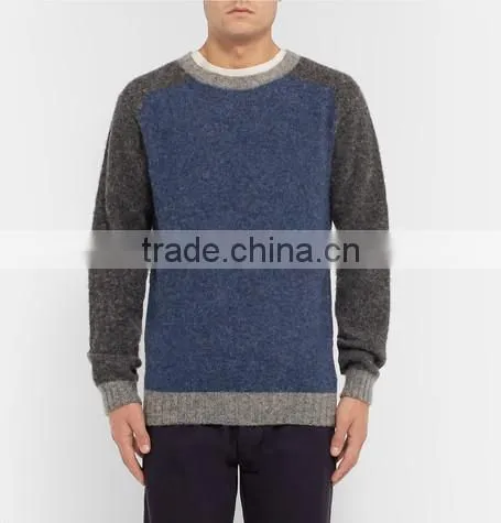 Top Selling 100% Wool Made Sweater Men With Ribbed Trim and Hem Man Wool Sweater Design photo-3