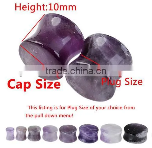 2017 Hot Amethyst Flare Plug With O Ring Natural Stone Ear Plug photo-2