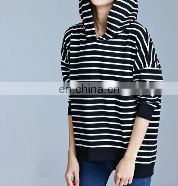 Manufacturer Womens Ladies Hoodie Sweatshirt Hooded Tops Zip Stripe Casual T-shirt photo-2