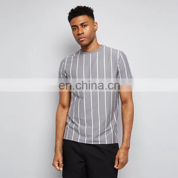 Latest Design Cheap Wholesale Fashion Stripped Printing Men Short Sleeve t Shirt photo-2