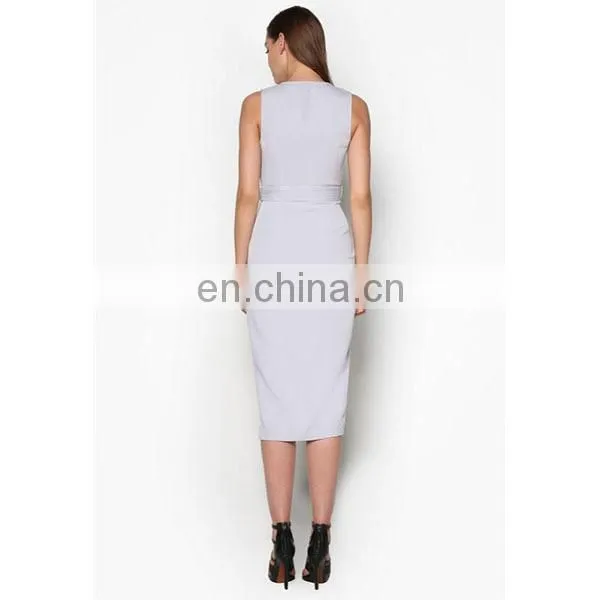 Sexy Dress for Women Fashion Design Lady High Slipt V-neck Bodycon Dress photo-4