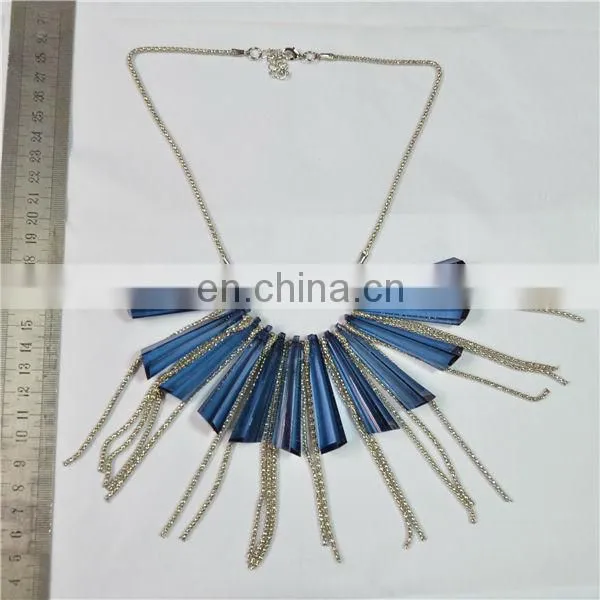 Gold Colour Chains Necklace With Chain Tassles Pendant