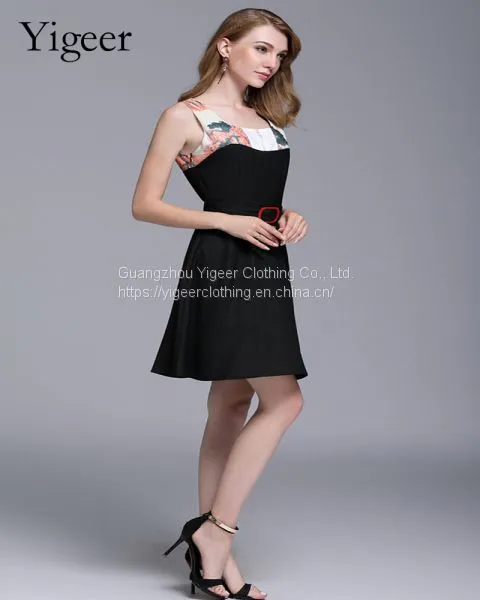 Black Sleeveless Midi Dress With Waist Band photo-5