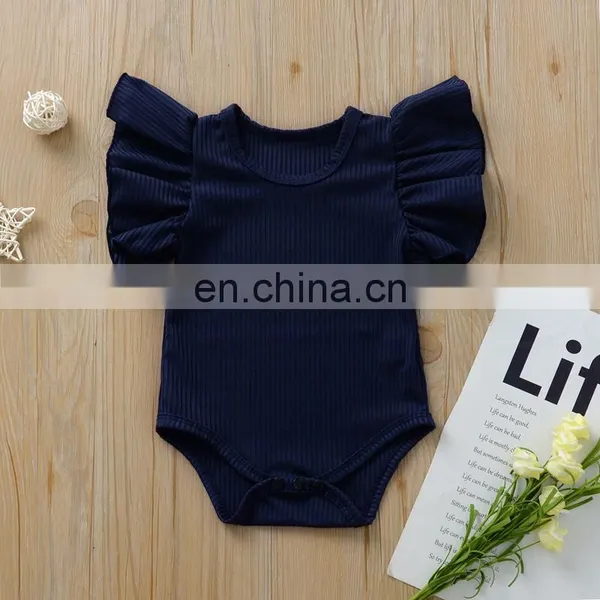 Wholesale Sweet Cotton Baby Rib Cotton Clothes Baby Girls Ruffle Romper photo-5