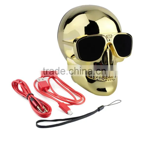 New Plastic Metallic SKULL Wireless Bluetooth Speaker Sunglass NFC Skull Speaker Mobile Subwoofer Multipurpose Speaker photo-2