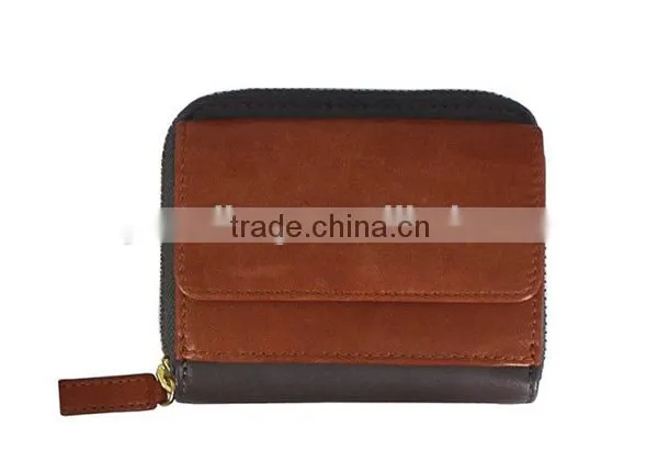 Wholesale Real Cow Leather Women Money Pouch Contrast Color Coin Holder Purse Zip Around for Women photo-5