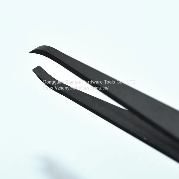 Plastic Tweezers Black Flat Head Elbow Pointed Flat Nose Round Head Plastic Anti-static Tweezers Carbon Fiber Tweezers 93304 photo-4