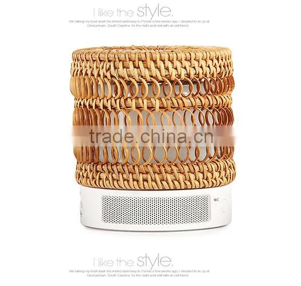 2016 New Design Vietnamese Rattan Weaving Portable Originality Bluetooth Speaker With Colorful Led Light photo-4