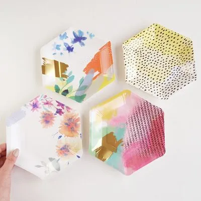 Ningbo PartyKing 20pcs/lot Gold Foil Letter Disposable Party Tableware Paper Plates Baby Shower Birthday Party Supplies Party Tableware