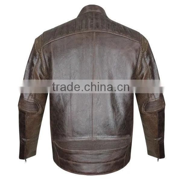 Armored Leather Motorcycle Jacket With Gun Pocket photo-3