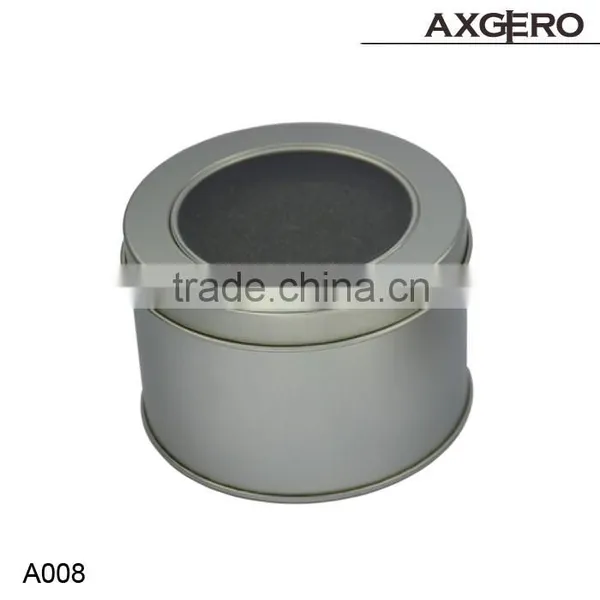 New Style Round Tin Metal Watch Box With Clear PVC Windows photo-2