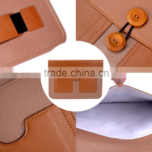 Factory Whole Sale Brown PU Leather 14 Inch Laptop Sleeve photo-6