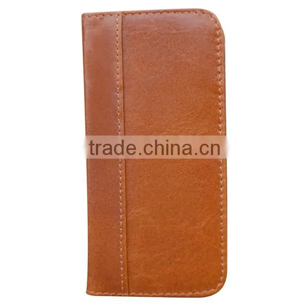 Brown Oil Wax Leather Wallet Case for 6S, Case for Iphone 6S With File Pocket