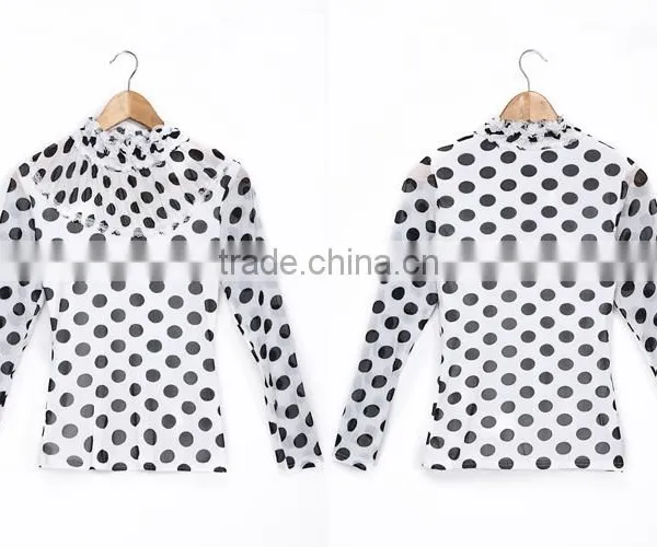 Garment Factory Office Lady Dot Printed Long Sleeve Blouse Tops photo-6