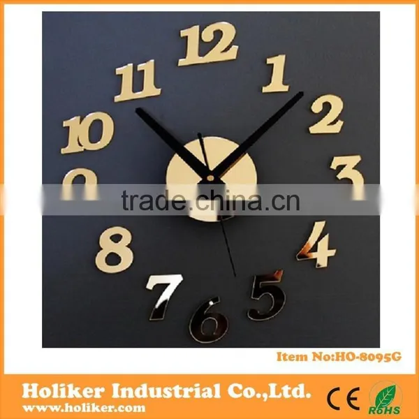High Quality Acrylic Mirror Diy Clock With Numbers Design