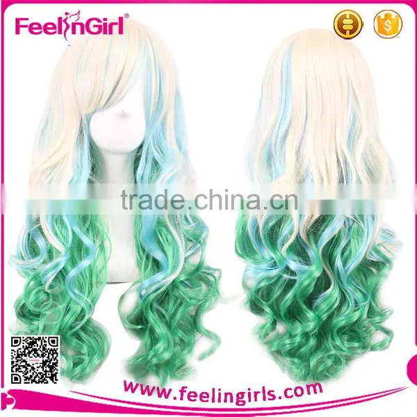 Japanese Long Human Curly Wigs Cosplay Full Lace Hair Wigs photo-6