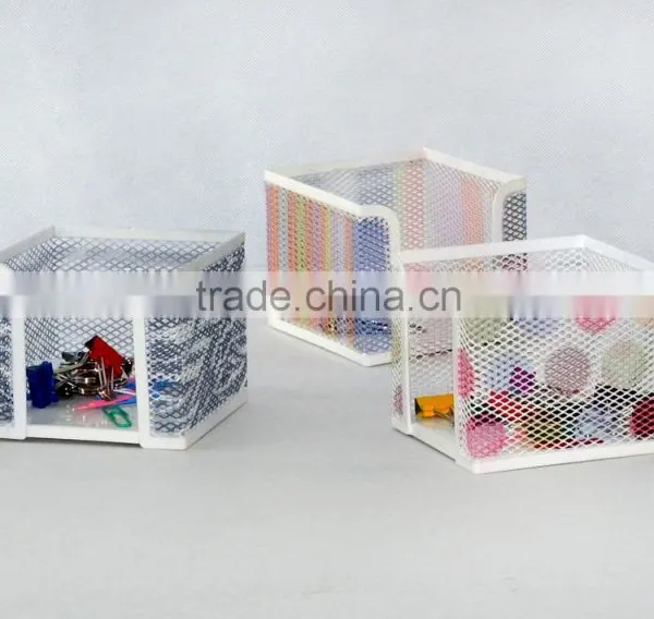 Office Desk Accessories Metal Mesh Memo Pad Holder Printed Paper Notes Holder
