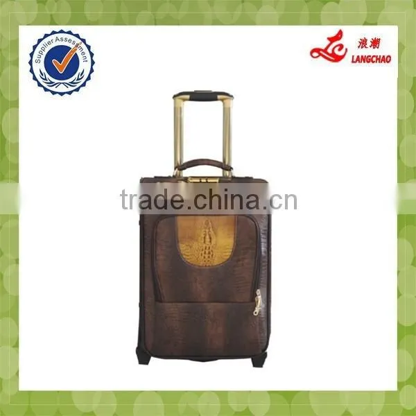 PU Oil Shining Leather Material Eminent Trolley Verage Suitcase With Wheel Luggage photo-2