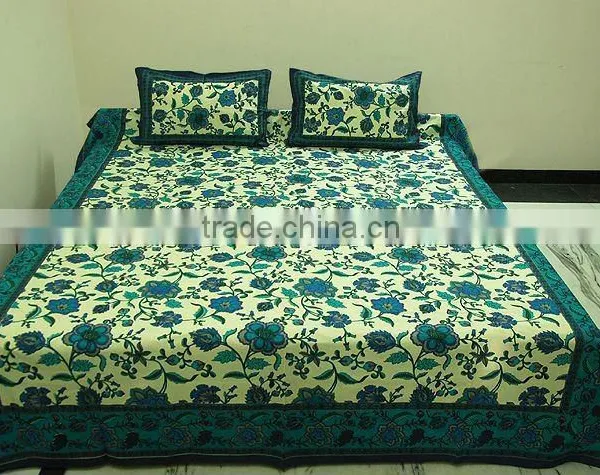 100 % PURE COTTON PRINTED BEDSHEETS, INDIAN PRINTED BEDSHEETS, JAIPURI PRINTED BEDSHEETS