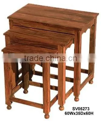 wooden nest of table,stool,living room furniture,home furniture,sheesham wood furniture