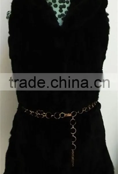 Rabbit Fur Jacket Raccoon Fur Collar Coat Outwear Garment Women Warm photo-2