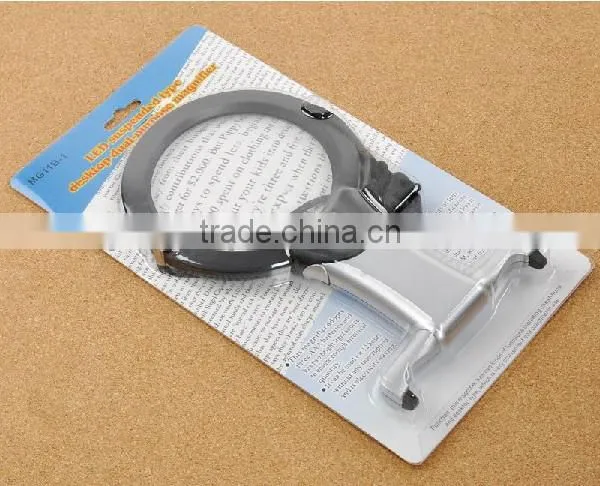 Desktop LED Magnifier /Magnifying Glass With Folding Stand And LED Light