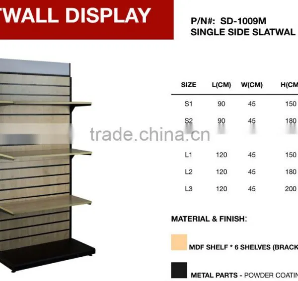 Supermarket MDF Slatwall Display Clothes Gondola Shelving photo-2