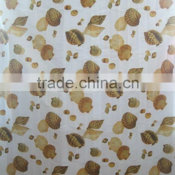 Shell Style Polyester Shower Curtain With Resin Hooks