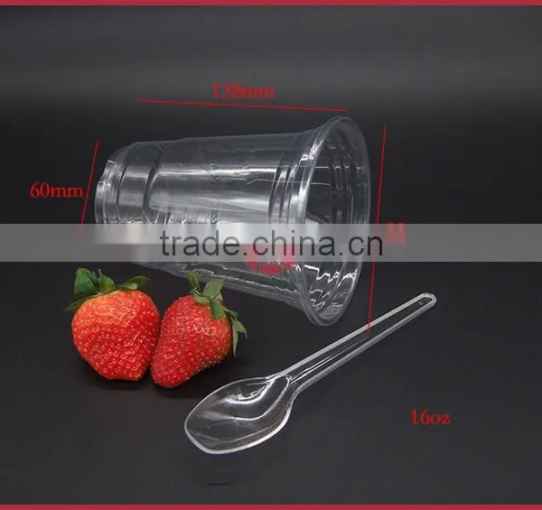 High Transparent Disposable PET Plastic Cups 16oz Cold Drink photo-2