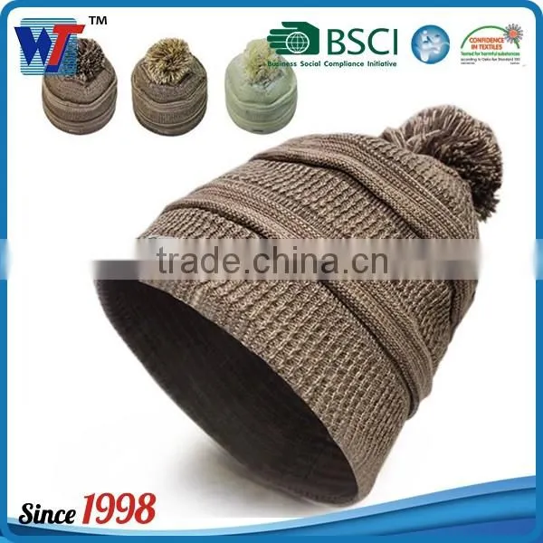 Custom Winter Mens Beanies Knitted Hat With Leather Patch Label photo-5