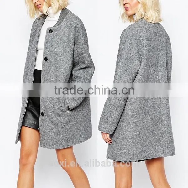 OEM Service Supplier Oversize Tweed Women Winter Wear Fashion Plain Windbreaker photo-5