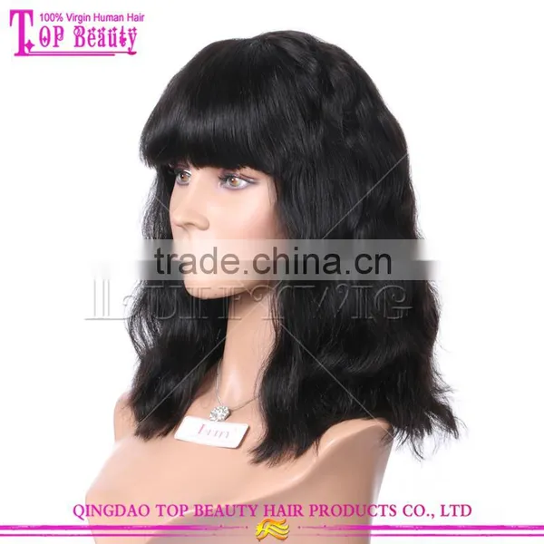 Large Stock Glueless 100 Brazilian Virgin Hair Wigs Human Hair Lace Front Wigs With Bangs photo-4