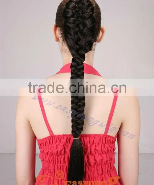 Custom Long Snap on Synthetic Fishtail Plait Ponytail Hair Pieces photo-2