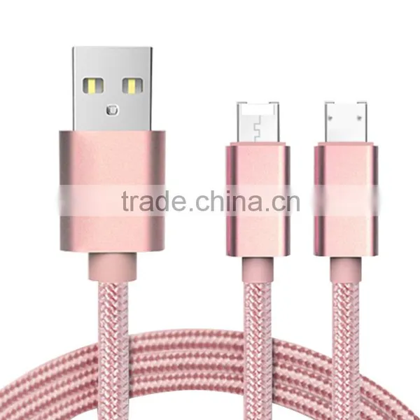 Newest High Quality 2 in 1 Micro Usb Charging Mobile Data Cable photo-2