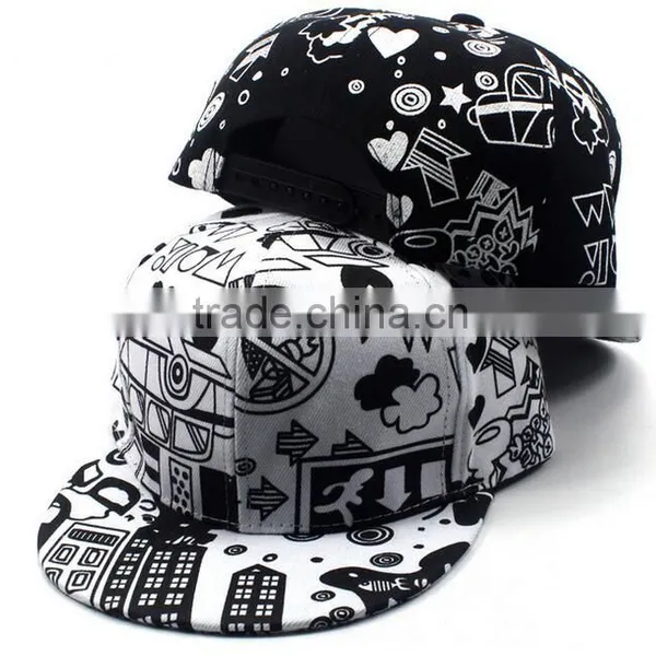 Wholesale Two Tone 100% Acylic Flat Brim Bulk Snapback Caps Floral Printing photo-6