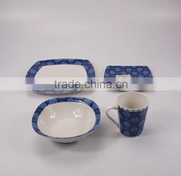 Vintage Blue Floral Printed Kitchen Porcelain Dinnerware Set Ceramic photo-2