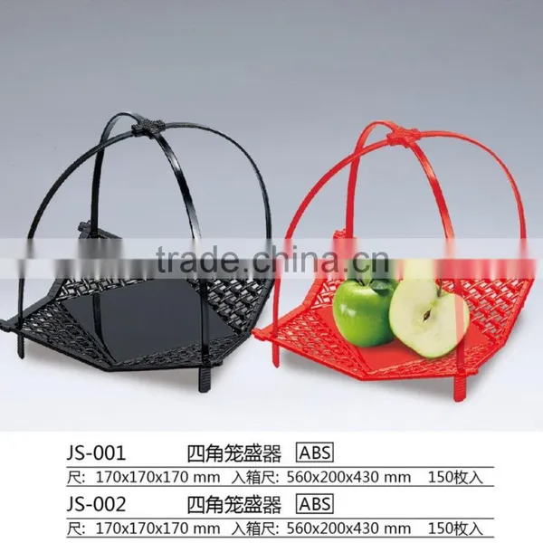 JS-001 Plastic Food Basket With Four Edge Warping